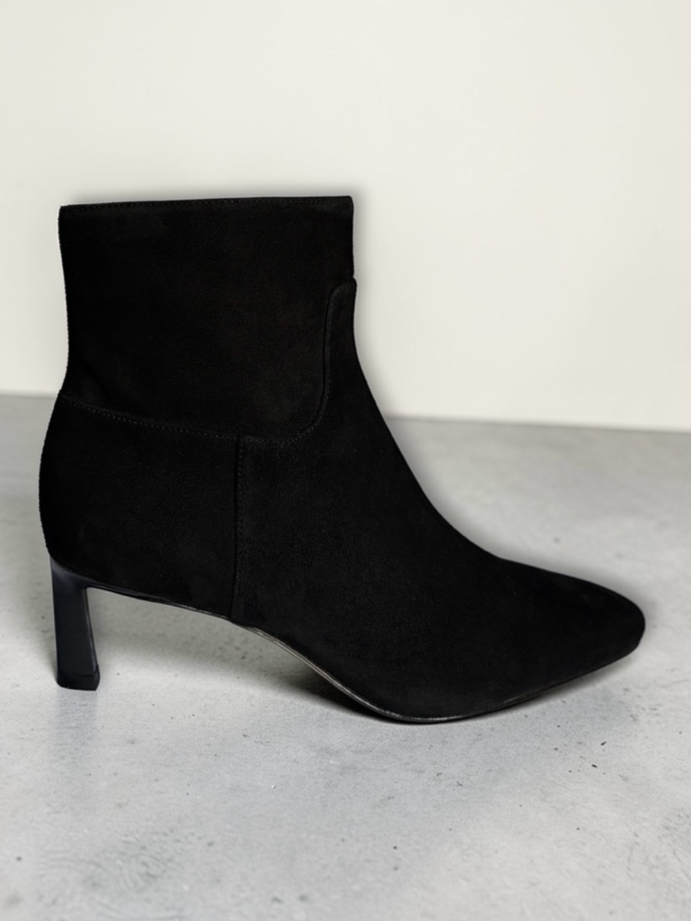 ✨SALE NWT Veronica Beard Kelby Suede Side Zip Kitten Heel Ankle Boots Black - Picture 2 of 4